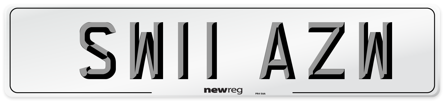 SW11 AZW Number Plate from New Reg